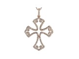 White Cubic Zirconia 18K Rose Gold Over Sterling Silver Cross Pendant With Chain 1.17ctw