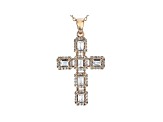White Cubic Zirconia 18K Rose Gold Over Sterling Silver Cross Pendant With Chain 2.10ctw