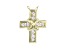 White Cubic Zirconia 18K Yellow Gold Over Sterling Silver Cross Pendant With Chain 0.52ctw