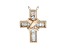 White Cubic Zirconia 18K Rose Gold Over Sterling Silver Cross Pendant With Chain 0.52ctw