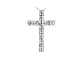 White Cubic Zirconia Rhodium Over Sterling Silver Cross Pendant With Chain 1.98ctw