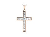 White Cubic Zirconia 18K Rose Gold Over Sterling Silver Cross Pendant With Chain 1.45ctw