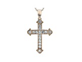White Cubic Zirconia 18K Rose Gold Over Sterling Silver Cross Pendant With Chain 1.72ctw