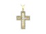 White Cubic Zirconia 18K Yellow Gold Over Sterling Silver Cross Pendant With Chain 2.09ctw