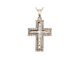 White Cubic Zirconia 18K Rose Gold Over Sterling Silver Cross Pendant With Chain 2.09ctw