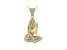 White Cubic Zirconia 18K Yellow Gold Over Sterling Silver Praying Hands Pendant With Chain 0.49ctw