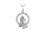 White Cubic Zirconia Rhodium Over Sterling Silver Praying Hands Pendant With Chain 0.99ctw