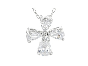 White Cubic Zirconia Rhodium Over Sterling Silver Cross Pendant With Chain 1.59ctw