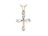 White Cubic Zirconia 18K Rose Gold Over Sterling Silver Cross Pendant With Chain 0.97ctw