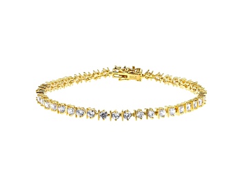 Picture of White Cubic Zirconia 18K Yellow Gold Over Sterling Silver Tennis Bracelet 5.96ctw
