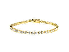 White Cubic Zirconia 18K Yellow Gold Over Sterling Silver Tennis Bracelet 5.96ctw