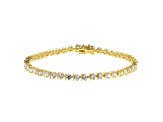 White Cubic Zirconia 18K Yellow Gold Over Sterling Silver Tennis Bracelet 5.96ctw