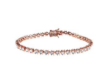 Picture of White Cubic Zirconia 18K Rose Gold Over Sterling Silver Tennis Bracelet 5.96ctw