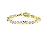 White Cubic Zirconia 18K Yellow Gold Over Sterling Silver Heart Tennis Bracelet 10.58ctw