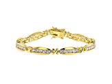 White Cubic Zirconia 18K Yellow Gold Over Sterling Silver Tennis Bracelet 4.86ctw