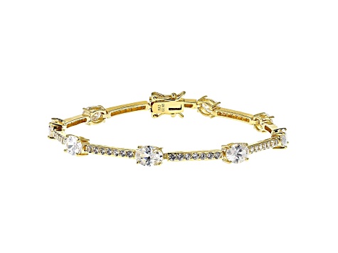White Cubic Zirconia 18K Yellow Gold Over Sterling Silver Tennis Bracelet 11.84ctw