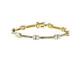 White Cubic Zirconia 18K Yellow Gold Over Sterling Silver Tennis Bracelet 11.84ctw