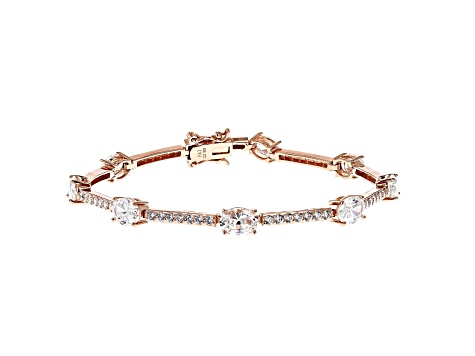 White Cubic Zirconia 18K Rose Gold Over Sterling Silver Tennis Bracelet 11.84ctw