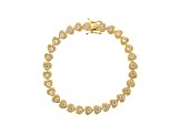White Cubic Zirconia 18K Yellow Gold Over Sterling Silver Heart Tennis Bracelet 5.26ctw