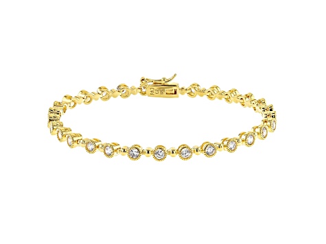 White Cubic Zirconia 18K Yellow Gold Over Sterling Silver Tennis Bracelet 4.17ctw