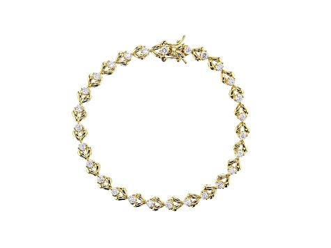 White Cubic Zirconia 18K Yellow Gold Over Sterling Silver Tennis Bracelet 3.89ctw