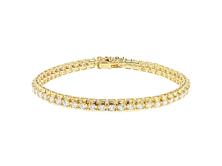 White Cubic Zirconia 18K Yellow Gold Over Sterling Silver Tennis Bracelet 8.95ctw