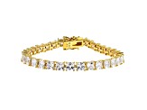 White Cubic Zirconia 18K Yellow Gold Over Sterling Silver Tennis Bracelet 15.09ctw