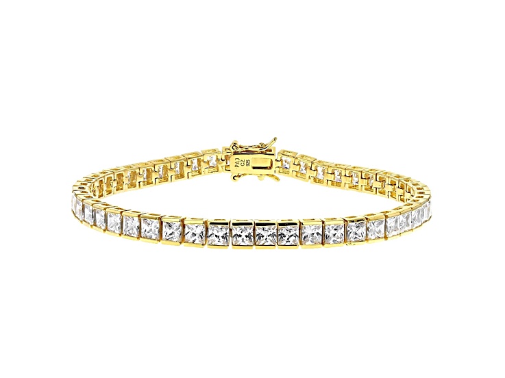 White Cubic Zirconia 18K Yellow Gold Over Sterling Silver Tennis Bracelet 17.28ctw