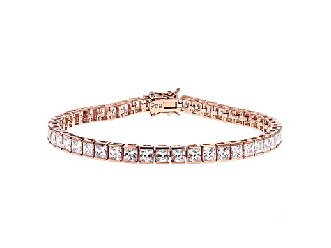 White Cubic Zirconia 18K Rose Gold Over Sterling Silver Tennis Bracelet 17.28ctw