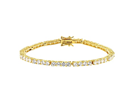 White Cubic Zirconia 18K Yellow Gold Over Sterling Silver Tennis Bracelet 9.82ctw