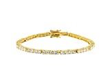 White Cubic Zirconia 18K Yellow Gold Over Sterling Silver Tennis Bracelet 9.82ctw