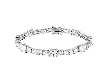 Picture of White Cubic Zirconia Rhodium Over Sterling Silver Tennis Bracelet 28.56ctw