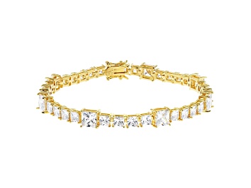 Picture of White Cubic Zirconia 18K Yellow Gold Over Sterling Silver Tennis Bracelet 28.56ctw