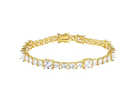 White Cubic Zirconia 18K Yellow Gold Over Sterling Silver Tennis Bracelet 28.56ctw