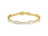 White Cubic Zirconia 18K Yellow Gold Over Sterling Silver Tennis Bracelet 28.56ctw