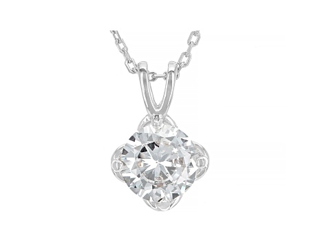 White Cubic Zirconia Rhodium Over Sterling Silver Pendant With Chain 2.18ctw