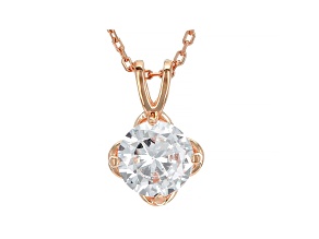 White Cubic Zirconia 18K Rose Gold Over Sterling Silver Pendant With Chain 2.18ctw