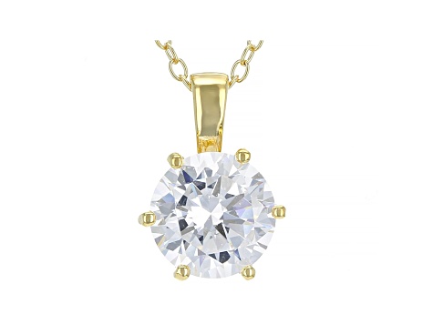 White Cubic Zirconia 18K Yellow Gold Over Sterling Silver Pendant With Chain 2.97ctw