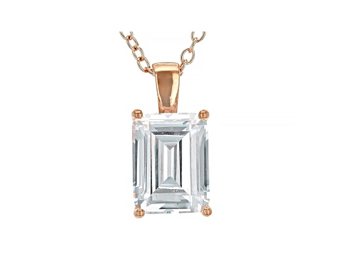 White Cubic Zirconia 18K Rose Gold Over Sterling Silver Pendant With Chain 3.16ctw