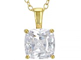 White Cubic Zirconia 18K Yellow Gold Over Sterling Silver Pendant With Chain 3.15ctw