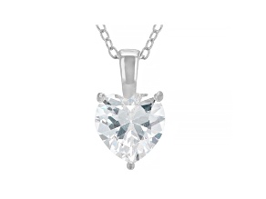 White Cubic Zirconia Rhodium Over Sterling Silver Heart Pendant With Chain 2.85ctw