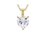 White Cubic Zirconia 18K Yellow Gold Over Sterling Silver Heart Pendant With Chain 2.85ctw