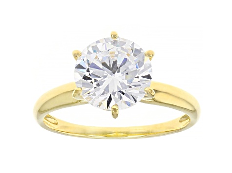 White Cubic Zirconia 18K Yellow Gold Over Sterling Silver Ring 4.18ctw