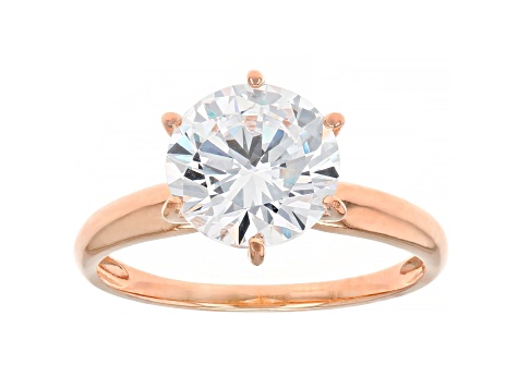 White Cubic Zirconia 18K Rose Gold Over Sterling Silver Ring 4.18ctw