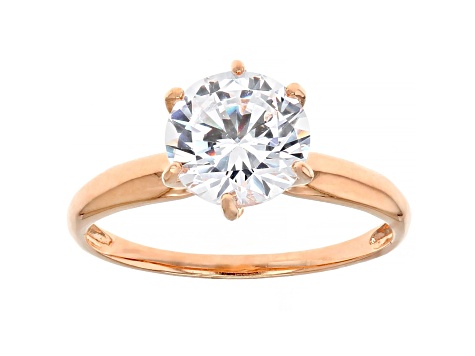 White Cubic Zirconia 18K Rose Gold Over Sterling Silver Ring 2.97ctw