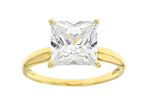 White Cubic Zirconia 18K Yellow Gold Over Sterling Silver Ring 5.49ctw