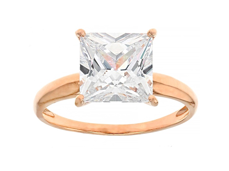 White Cubic Zirconia 18K Rose Gold Over Sterling Silver Ring 5.49ctw