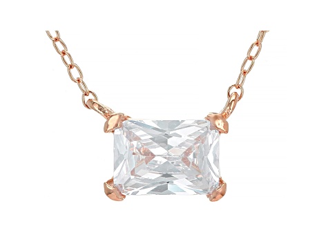 White Cubic Zirconia 18K Rose Gold Over Sterling Silver Necklace 1.48ctw