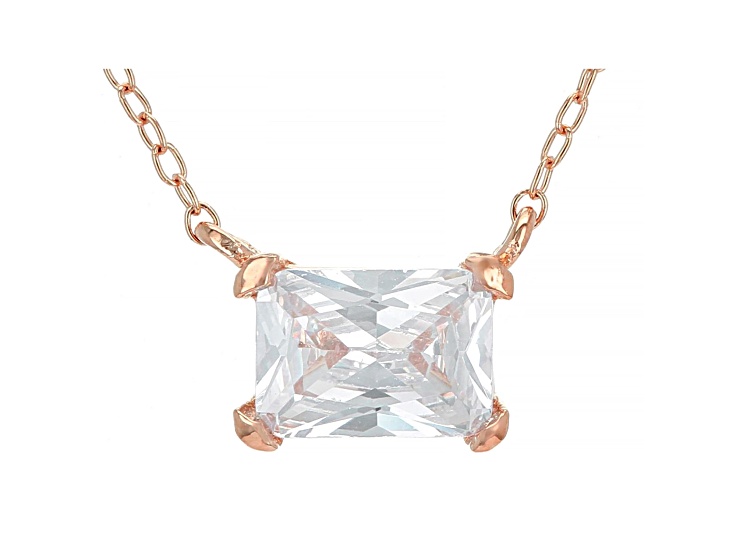 cubic zirconia 18k rose gold over sterling silver necklace