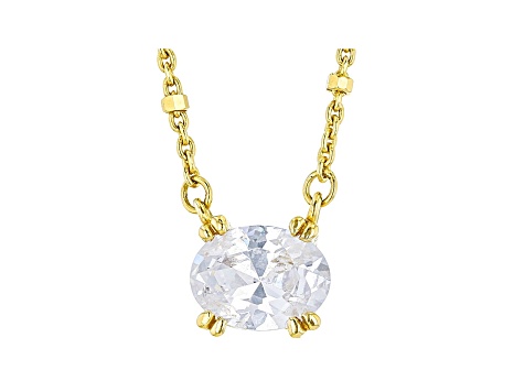 White Cubic Zirconia 18K Yellow Gold Over Sterling Silver Station Necklace 1.80ctw